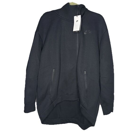 $165 Nike Women's Tech Fleece Oversized Full-Zip Cape Hoodie Black Size Large NW - Picture 1 of 11
